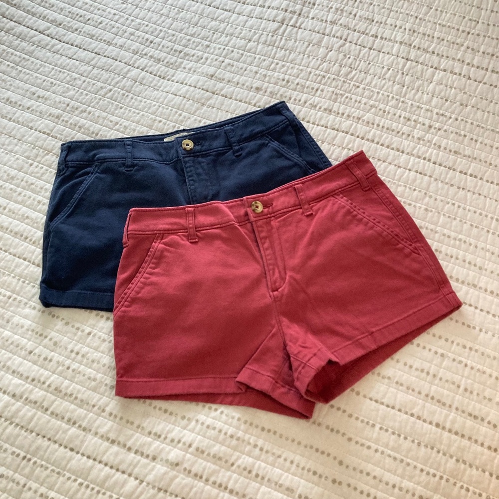 Abercrombie & Fitch Cotton Stretch Chinos Shorts Classic Preppy Lot x2 Sz 25  0